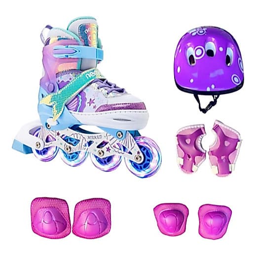 Patins Inline Roller Ajustável C/ Led Sereia Lançamento + BOLSA + KIT