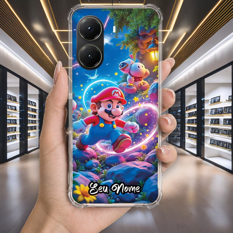 Capa Capinha XIAOMI MI 13 LITE 12 11 PRO REDMI NOTE 14 9T 9S K40 Anti-impacto Personalizada gamer MARIO nome (3570)