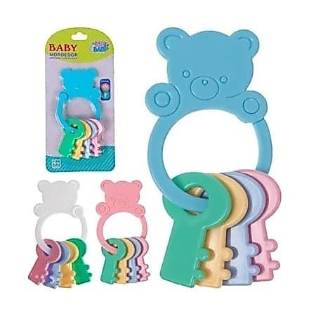Mordedor Urso Com Chaves , Chocalho Para bebê - Cores Variadas