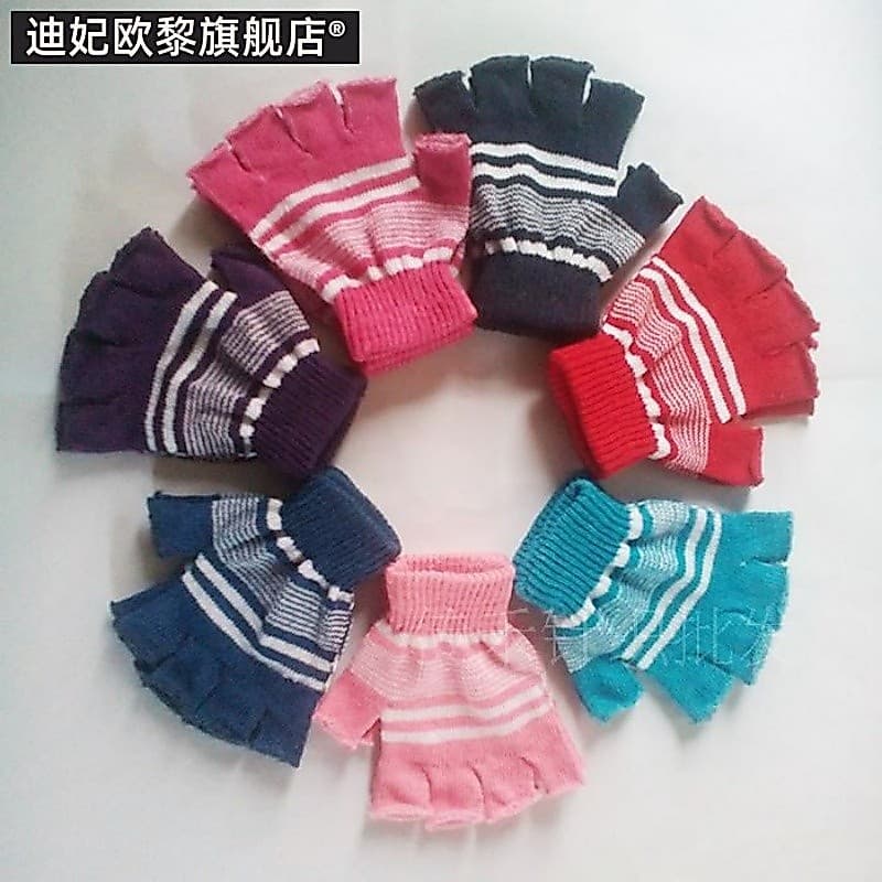 K malha novo estilo masculino feminino estilo listrado meio dedo outono inverno quente jogando computador F