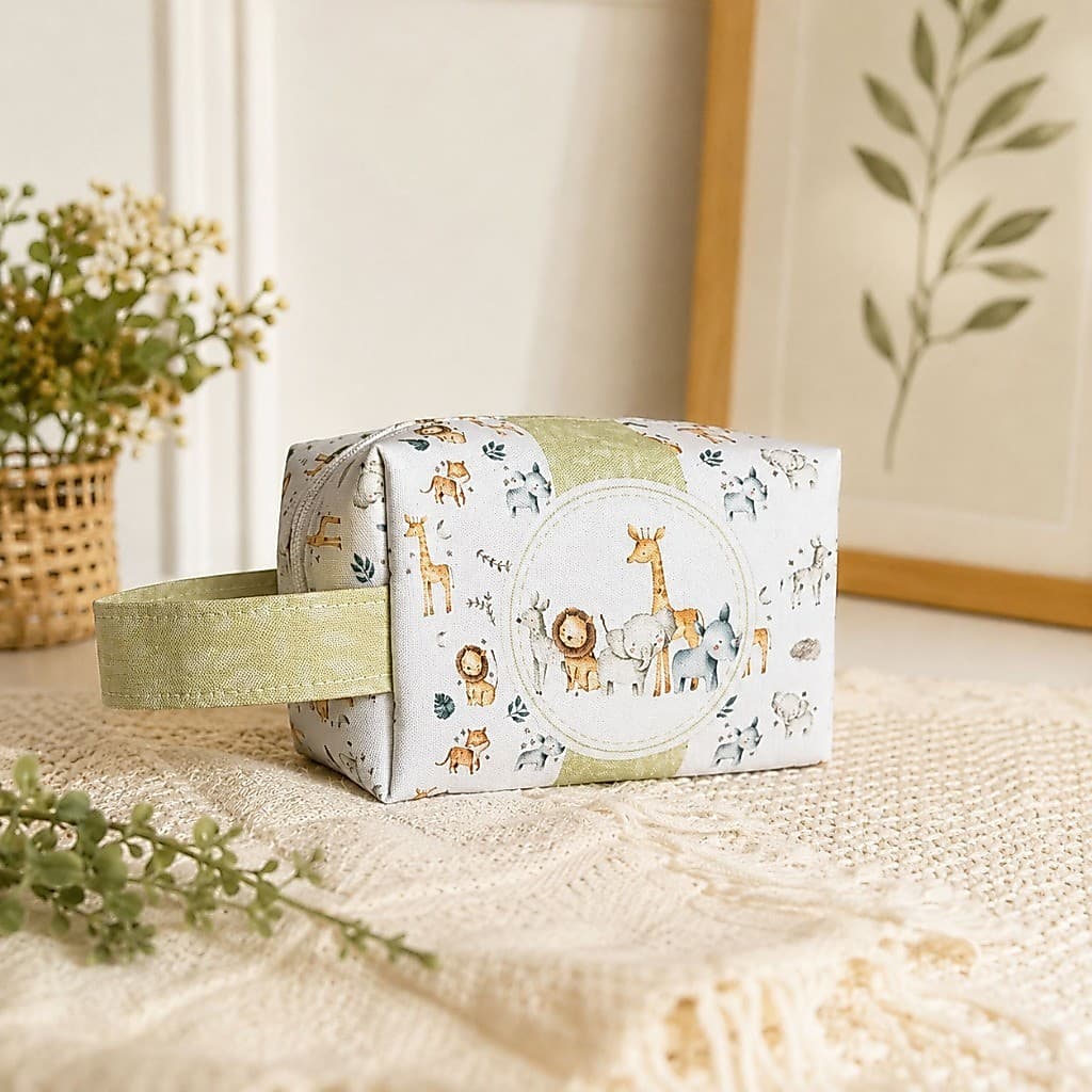 Necessaire Box com Alça Safari infantil, maternidade e bebê Envio Imediato SEM PERSONALIZAÇÃO
