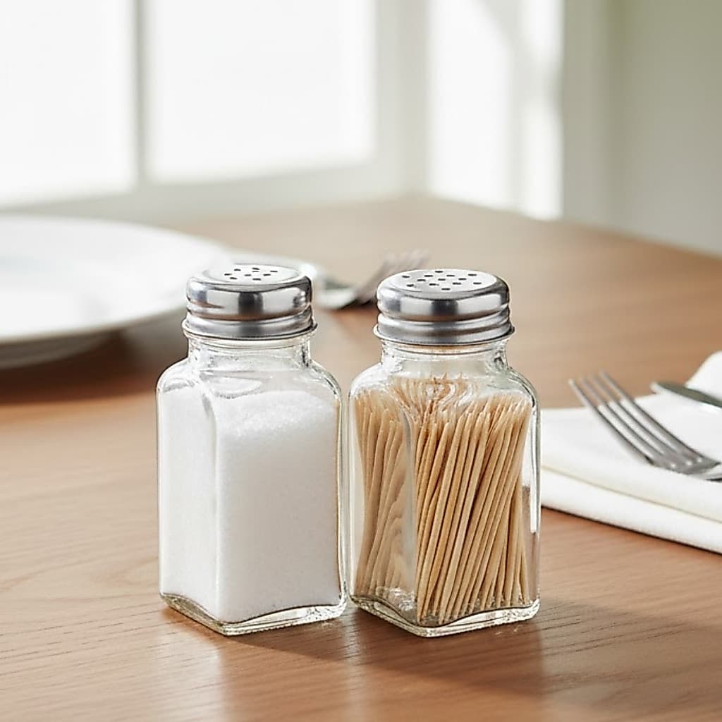 Kit Saleiro Sal e Pimenta Para Mesa Cozinha Uso Diario - Vidro