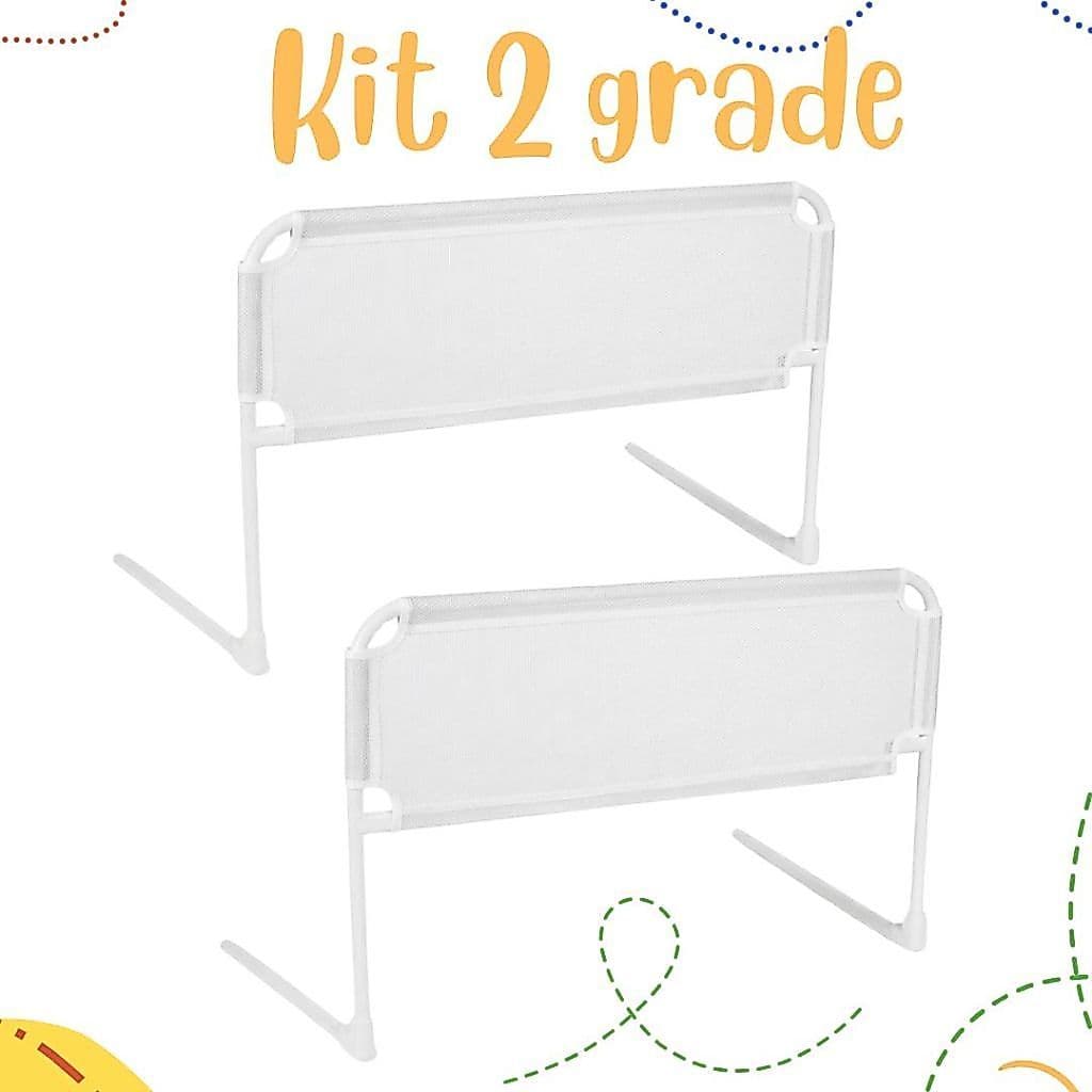 2 Grades Para Cama Proteção Tela Segurança Bebê E Idosos - Cama Normal e Box