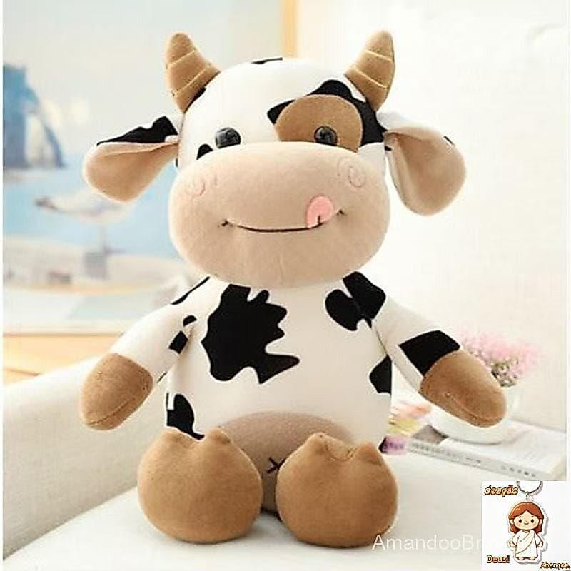 30 cm boneca de vaca bonito, brinquedo de pelúcia bezerro, presente de aniversário das crianças