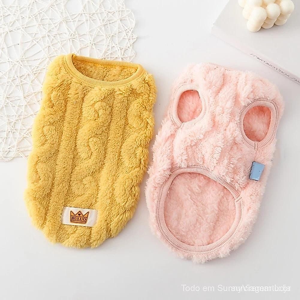 Roupas Pullover Pet Clothes Cute Wavy Double-sided Puppy Kitten Coats Sweater Para Cães Pequenos E Médios Gatos