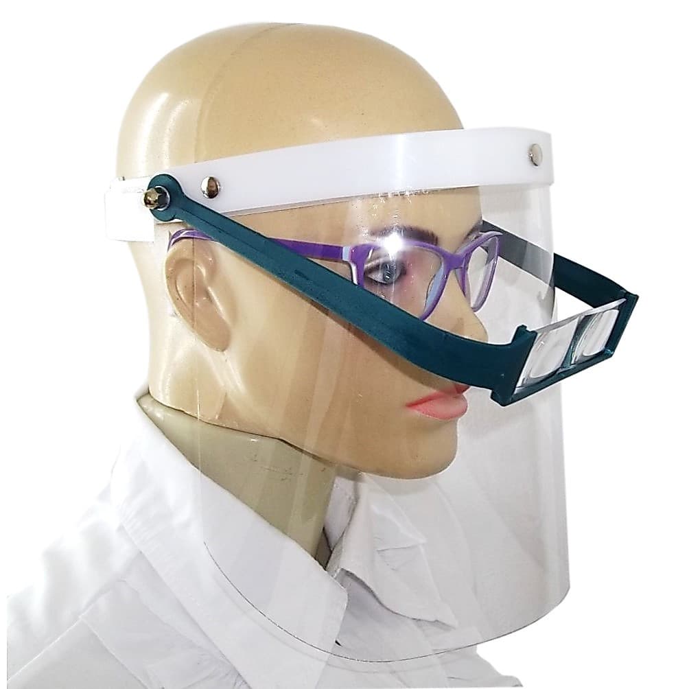 Face Shield com Lupa de 2.5 X Resolução + Protetor Facial Odontológico