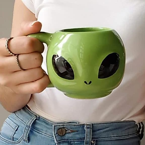 Caneca 3D Alien ET OVNI Alienígena Cerâmica 300ml