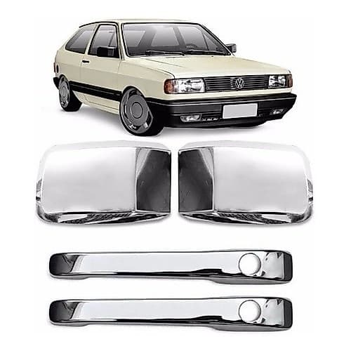 Kit Aplique Cromado Retrovisor Maçaneta Gol 88 A 94 quadrado