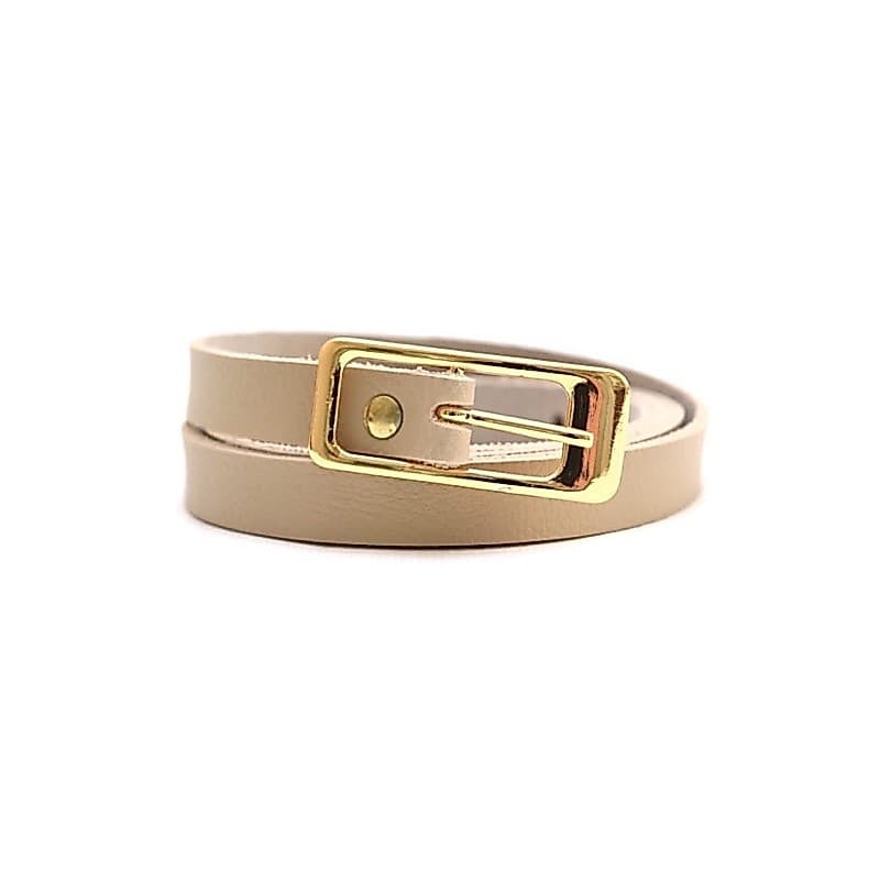Cinto Social Fino Couro Feminino Para Vestido Cor Bege