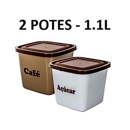 Potes Armazenamento de  Mantimentos - Café e Açúcar 1.1L Cada pote - Envio Imediato - Premium