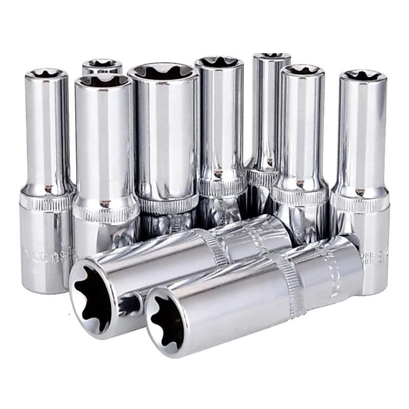 CHAVE SOQUETE TORX FÊMEA LONGA AVULSA encaixe 1/2 pol E10-E12-E14-E16-E18-E20