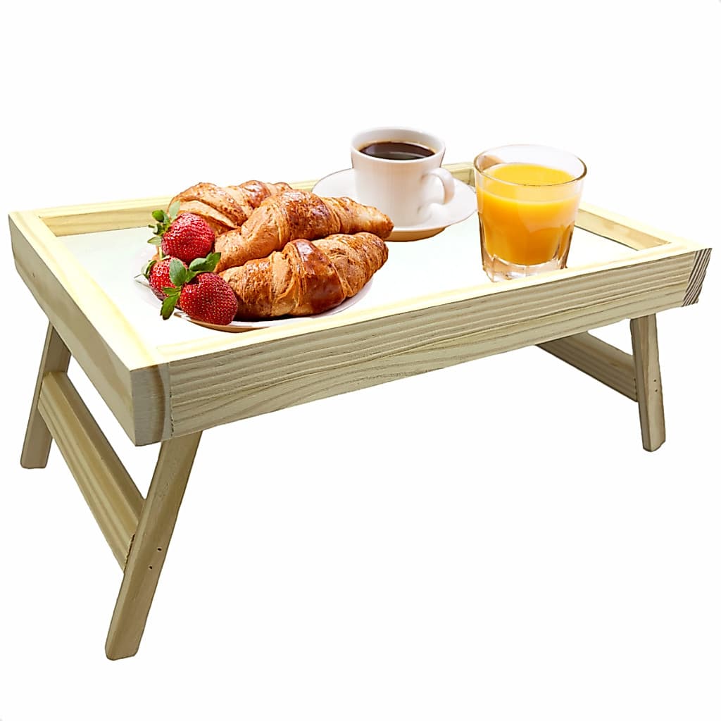 Mesa Café Da Manhã Bandeja Pés Dobravel Mesinha Madeira Servir Na Cama 40x25cm