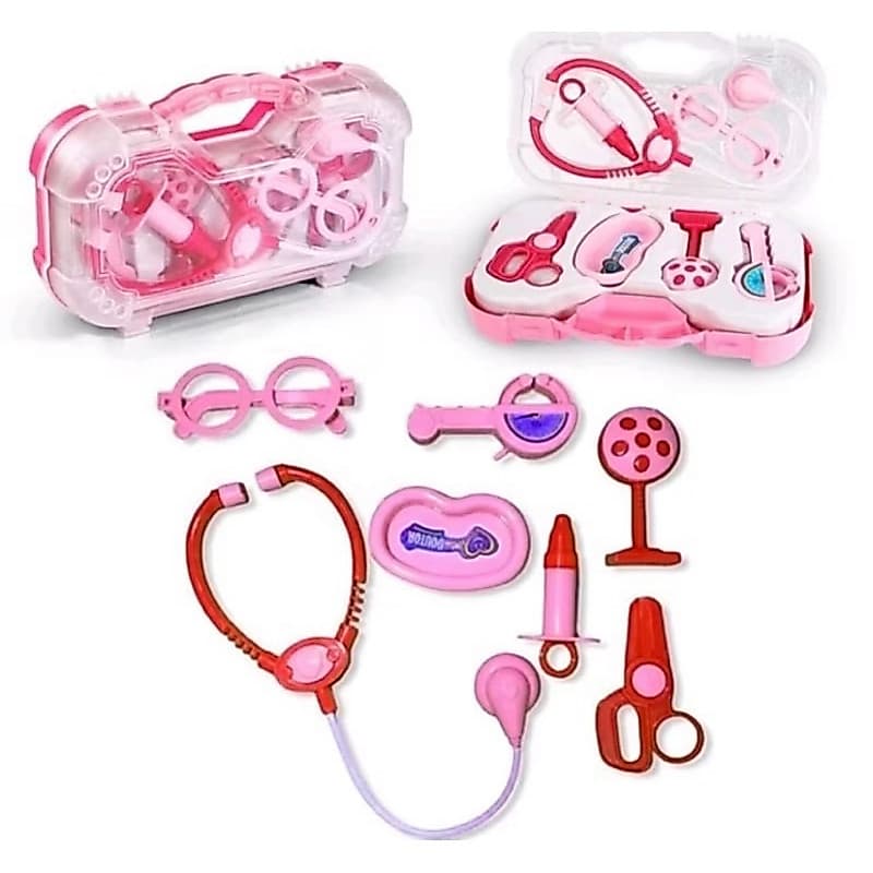Maleta Kit Médico Brinquedo Educativo Infantil Educacional Faz de Conta Rosa ou Azul Presente Crianç