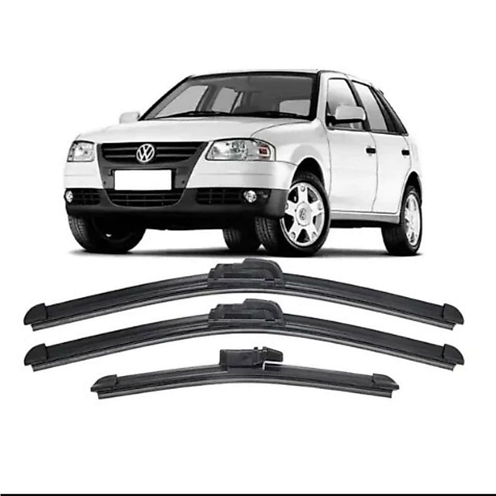 Kit 3 Palhetas Limpador De Parabrisa Dianteiro + traseiro Volkswagen Gol G4 2005 Até 2012 PALETA SILICONE