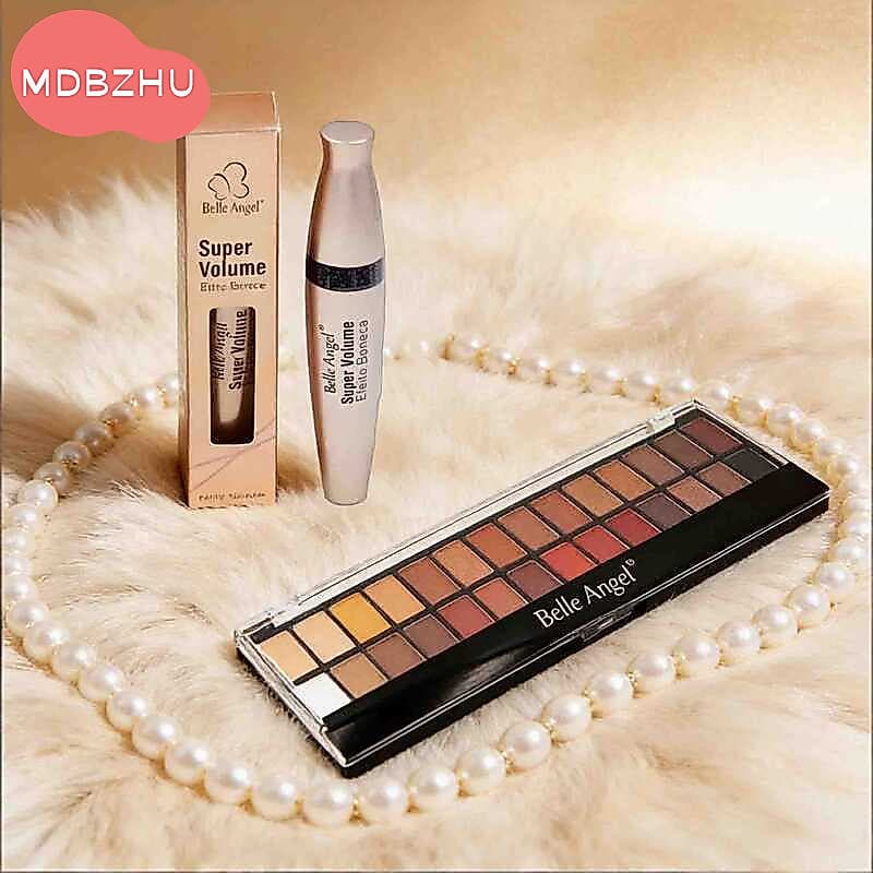 Belle Angel Combo Completo: Paleta 28 Cores e Rímel Volume B-039+B013-1 - Conjunto Prático para Maquiagem