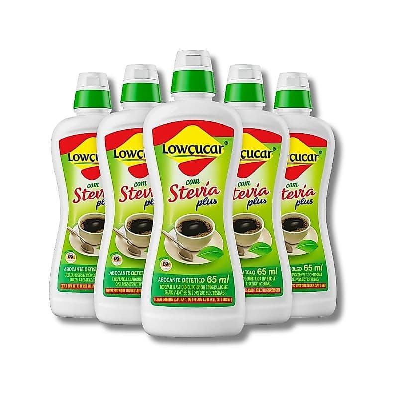 Kit 5 Adoçante Líquido Stevia Lowçucar Plus Frasco 65ml