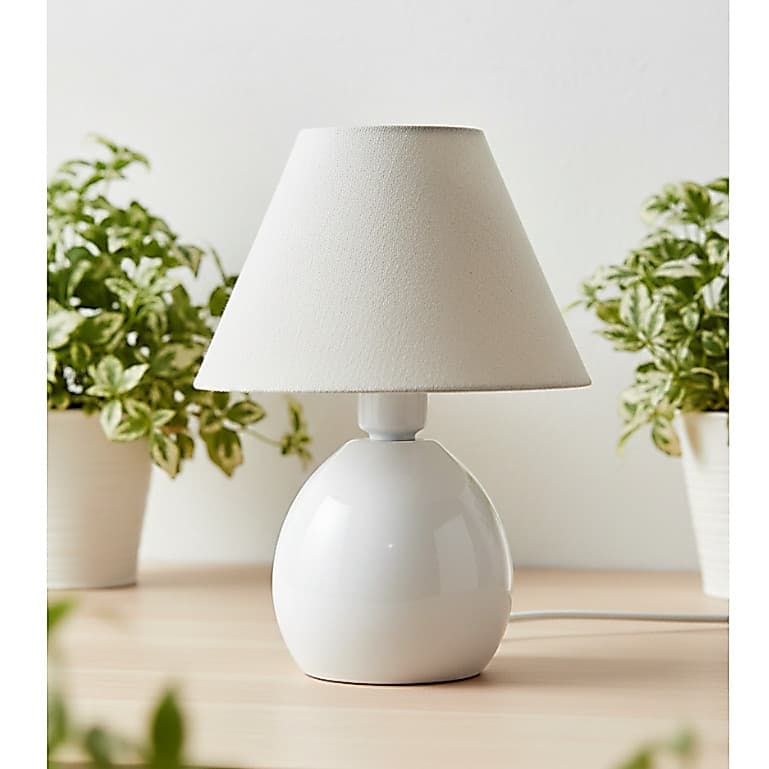Abajur Luminária de Cerâmica Com Cúpula de Tecido para Decoração Quarto Sala Escritório