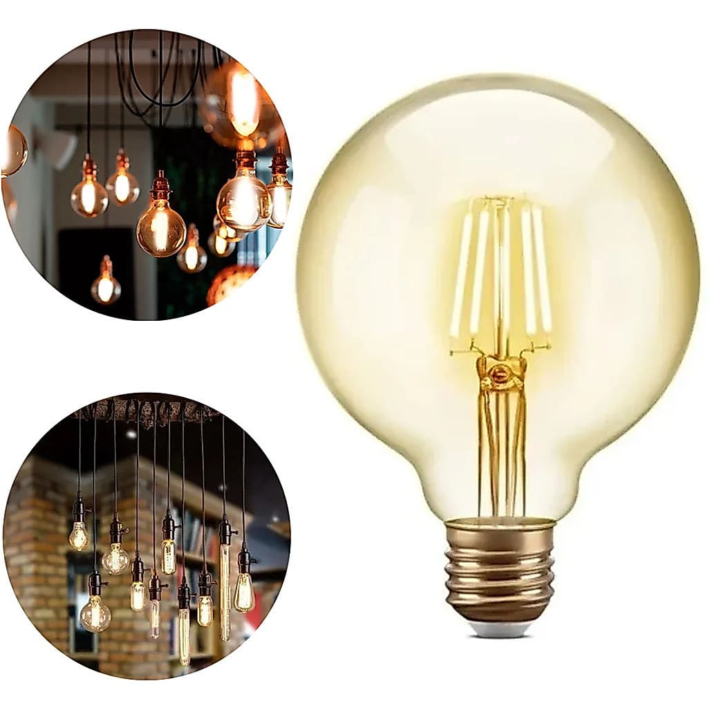 Lâmpada Filamento Led Vintage G95 E27 4w 2400k Bivolt Âmbar