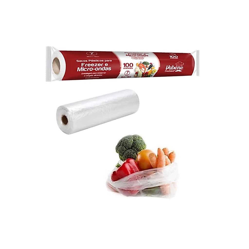 100 Sacos Bobina Plástica Picotada - Freezer e Micro-ondas - (2L, 3L e 5L) - Vabene