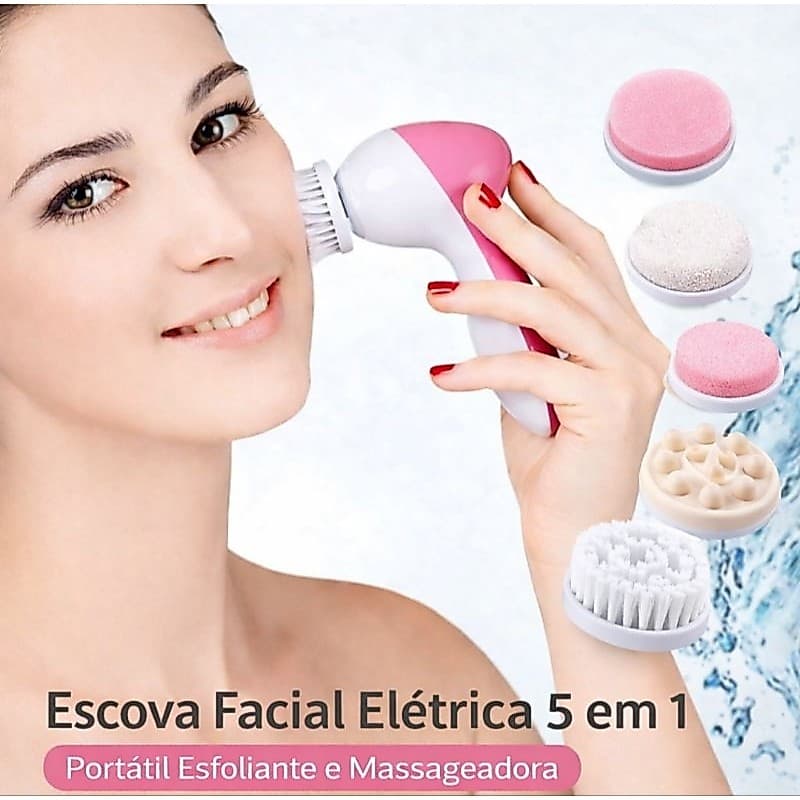 Escova de limpeza Facial 5 em 1 Portátil Esfoliante e Massageadora