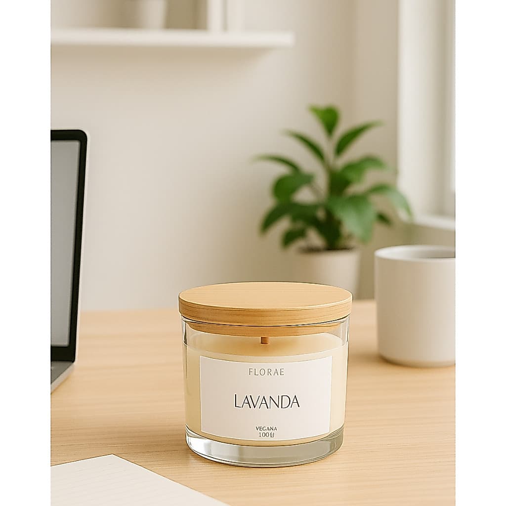 Vela aromática artesanal 100% vegetal lavanda
