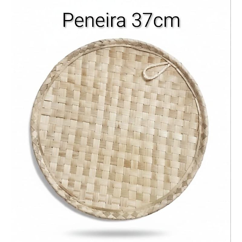 Peneira de Palha decorativa 37cm Rústica Sem Borda Artesanal Composição de Parede