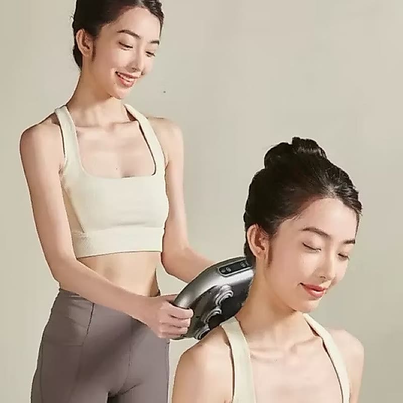 Massageador Elétrico Corporal com 6 Pontas – Pistola de Massagem Muscular Profunda