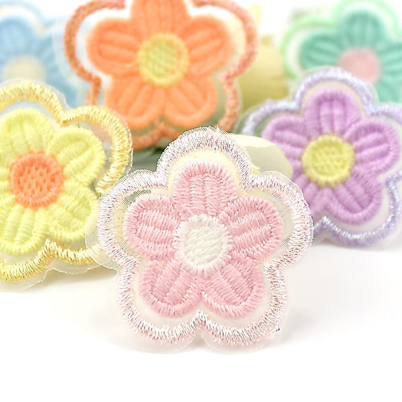36 Pçs 3.5cm Bonito Bordado Malha Flores Apliques DIY Headwear Hairpin Artesanato Decoração Remendos Acessórios De Roupa