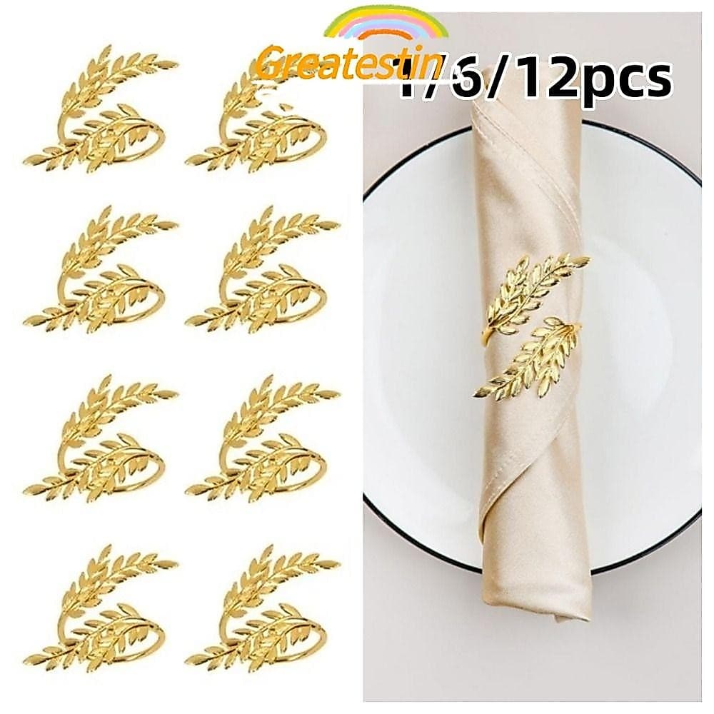 GREATESTIN 1/6/12pcs Fivelas De Anel De Guardanapo , Suporte De Folha De Ouro Minimalista Moderno , Metal