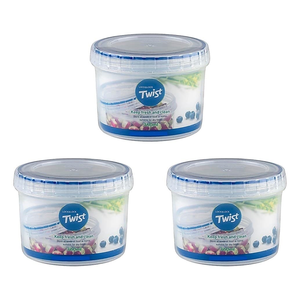 Kit 3 Potes herméticos Porta Mantimentos pequeno Lock&Lock 360mL