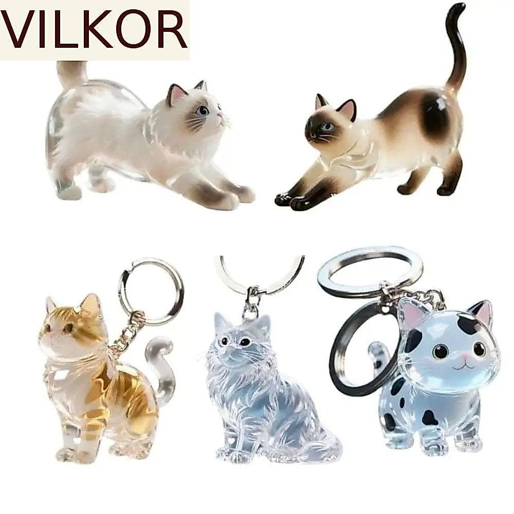 Chaveiro Acrílico De Cabelo De Gato VILKOR , Caixa Transparente De Armazenamento De Pêlos Siamês , Elegante