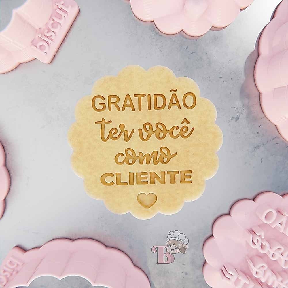 Carimbo + Cortador Gratidão Cliente Escalope