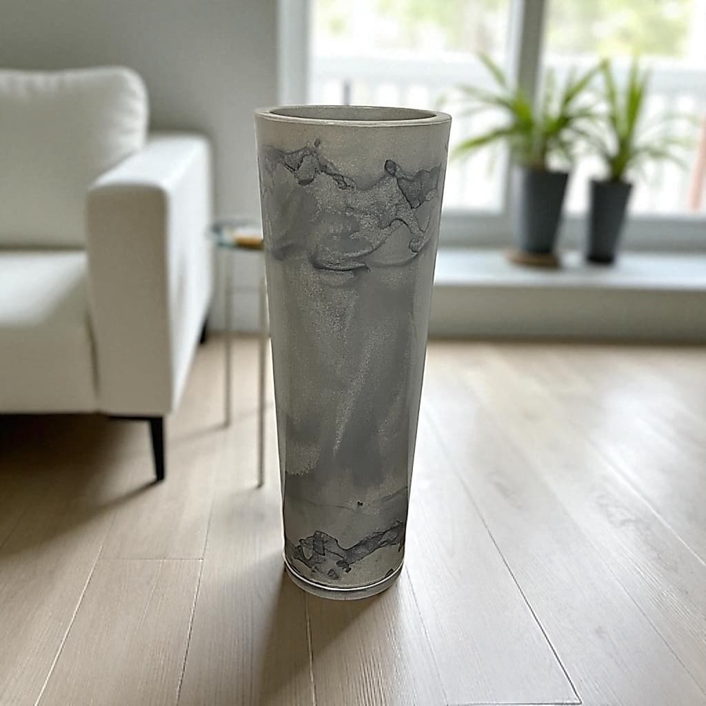Coluna Ibiza 71cm Vaso Planta Flor Decorativo Vaso Luxo Decoração Fachada Jardim Casa Grande + Prato