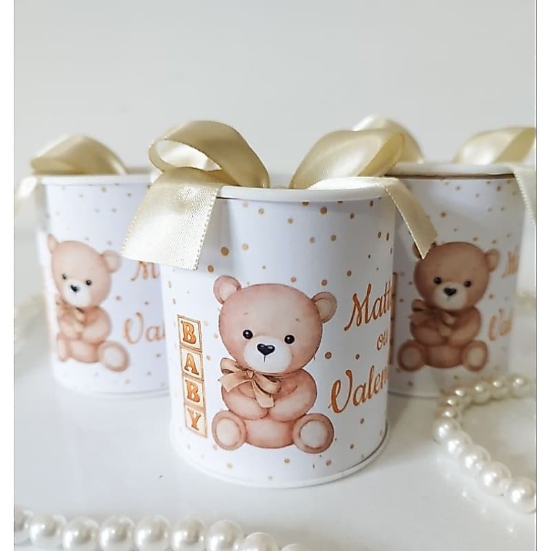 Tubolata Personalizada 7x6 Lembrancinha Chá de Bebê Chá Revelação Bege Maternidade Menino ou Menina
