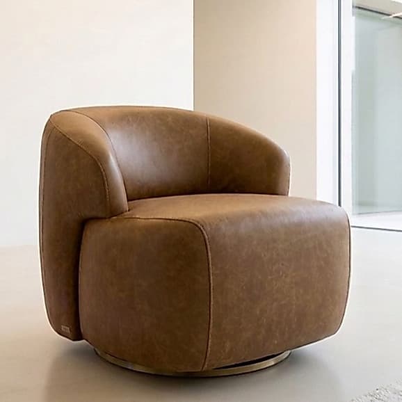 Poltrona Giratória Courissimo Marrom Sala De Estar Quarto Recepção  Leitura Conforto Elegância Moderna Luxo - Livintus