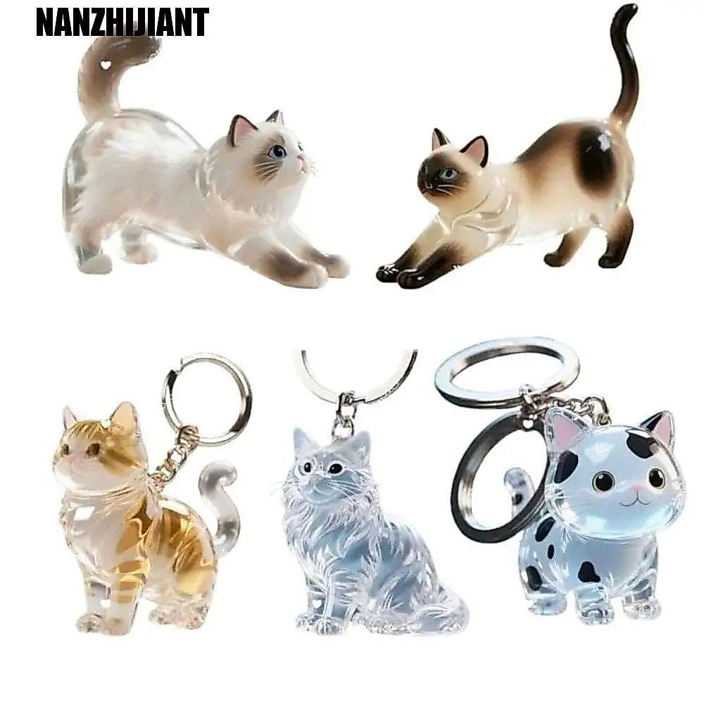 NANZHIJIANT Caixa De Armazenamento De Pêlos De Gato , Chaveiro Acrílico De Cabelo Siamês Em Formato De Animal , Elegante
