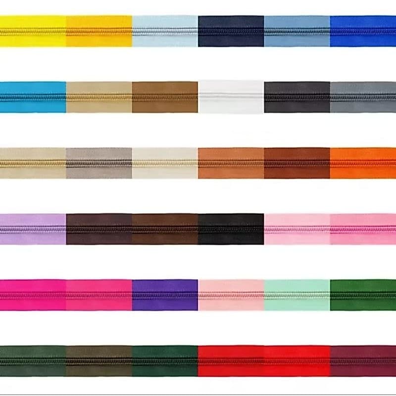 Ziper de nylon BNY número 5, com 5 M + 10 cursor níquel.