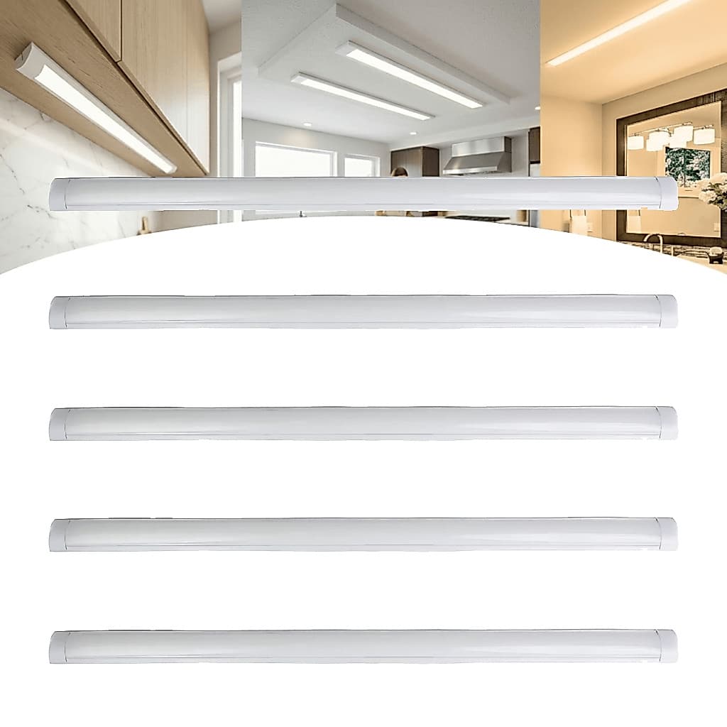 Kit 5 Luminária 120cm Linear 40W Tubular Led Lâmpada Teto Branco Frio/Neutro/Quente Bivolt