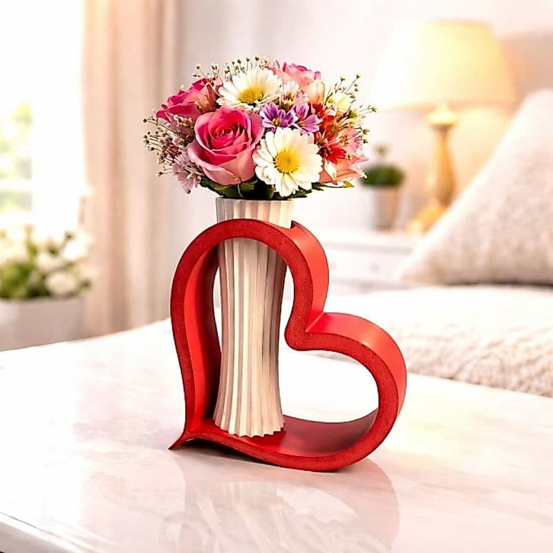 Vaso Decorativo Coração Presente Romântico Dia dos Namorados Amor Elegante