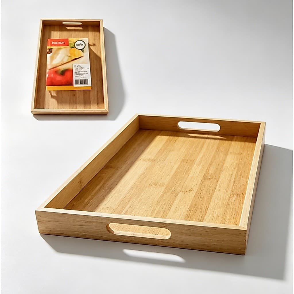 BANDEJA BAMBU E MDF RETANGULAR DECORATIVA C/ALÇA - CX080