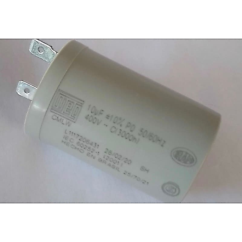 Capacitor Partida para Tanquinho Colormaq 10uf 350v 400v com dois terminais