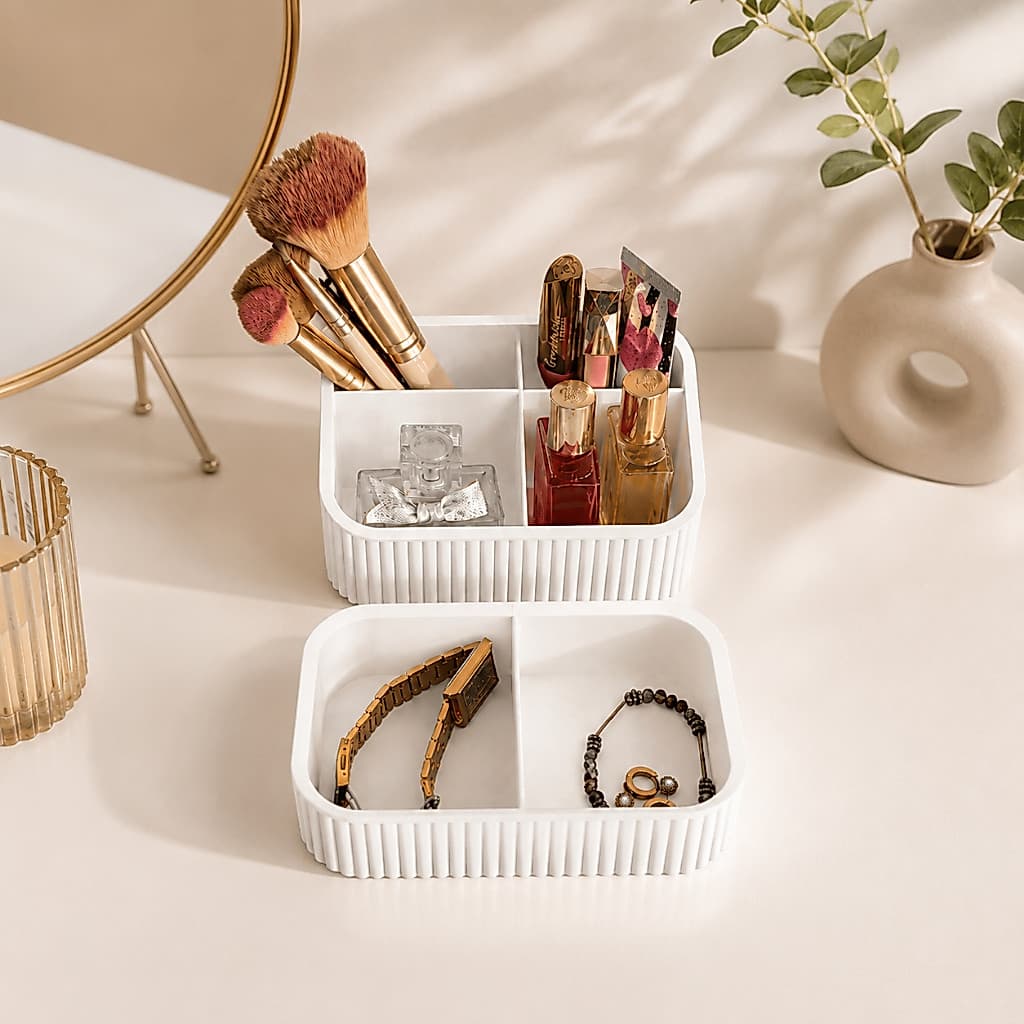 Organizador de Maquiagem Cosméticos Pinceis Batons para Mesa Prateleira Penteadeira Quarto Bancada Acabamento Premium