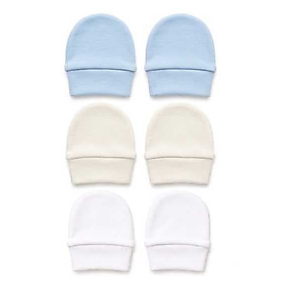 Luvas para Bebê Recém Nascido 100% Algodão - kit 3 Pares