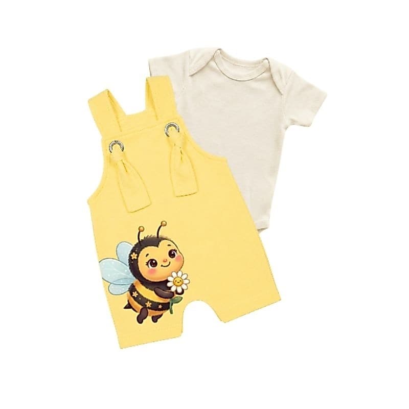 Kit Jardineira + Body Bebê em Suedine Premium | Estampa DTF | Roupa Infantil Menina | P ao G