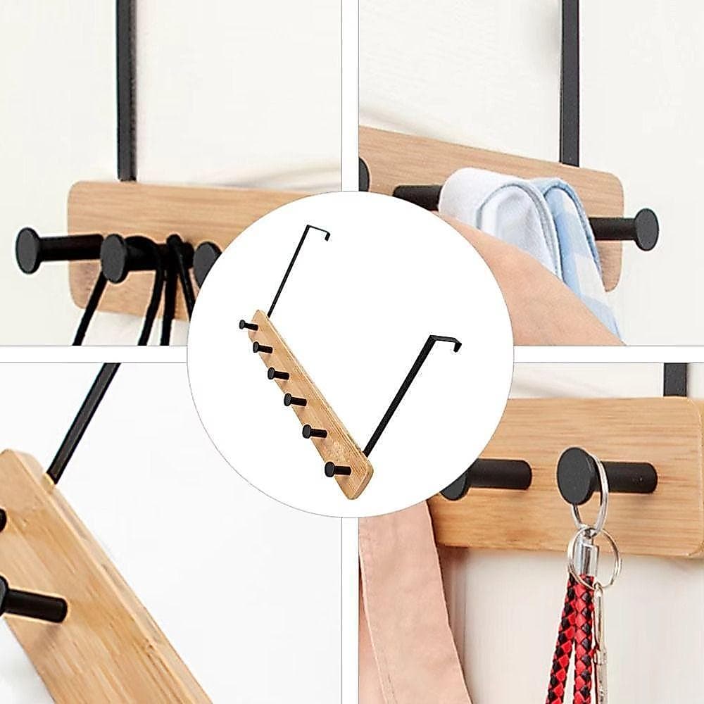 FALLFORBEAUTYEJ Sobre Os Ganchos Da Porta , Rack De Roupas De Estrutura Estável De Bambu Natural , Suportes De Metal Fos