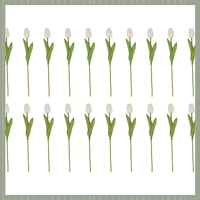 (Uftt) 20 Unidades De Flores Artificiais Brancas De 13.8 Polegadas De Tulipas