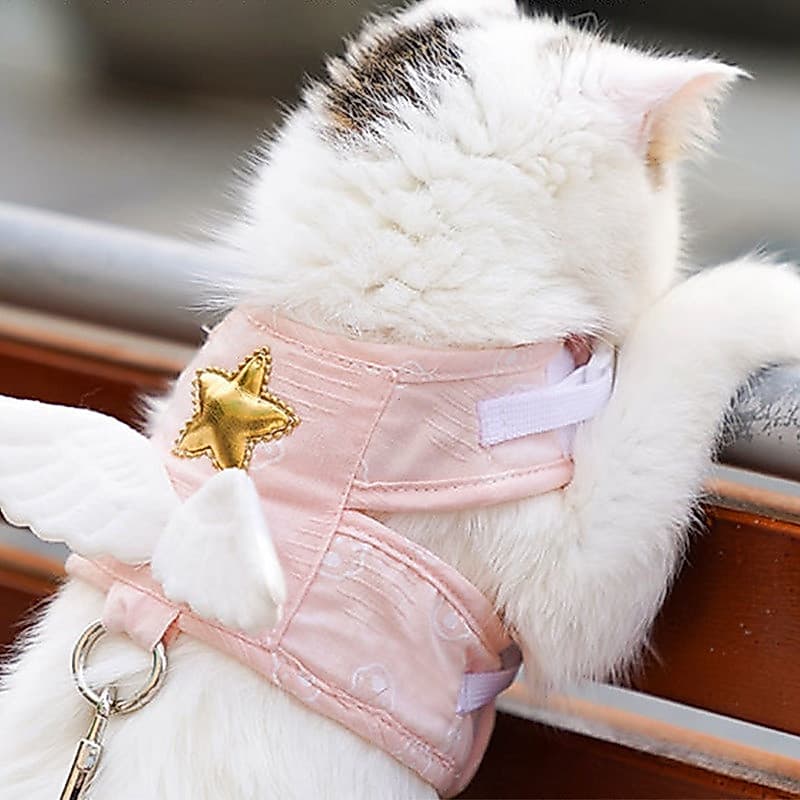 Coleira e Colete para Gatos e Cães com Asas de Anjo Kawaii, Acessórios para Animais de Estimação IVPA 38FC
