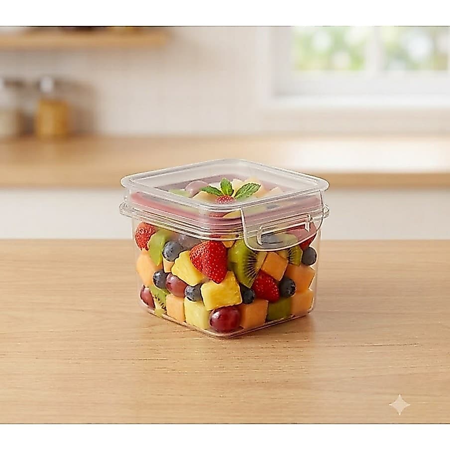 Pote Hermético Trava Mais Quadrado Freezer Microondas 380ml