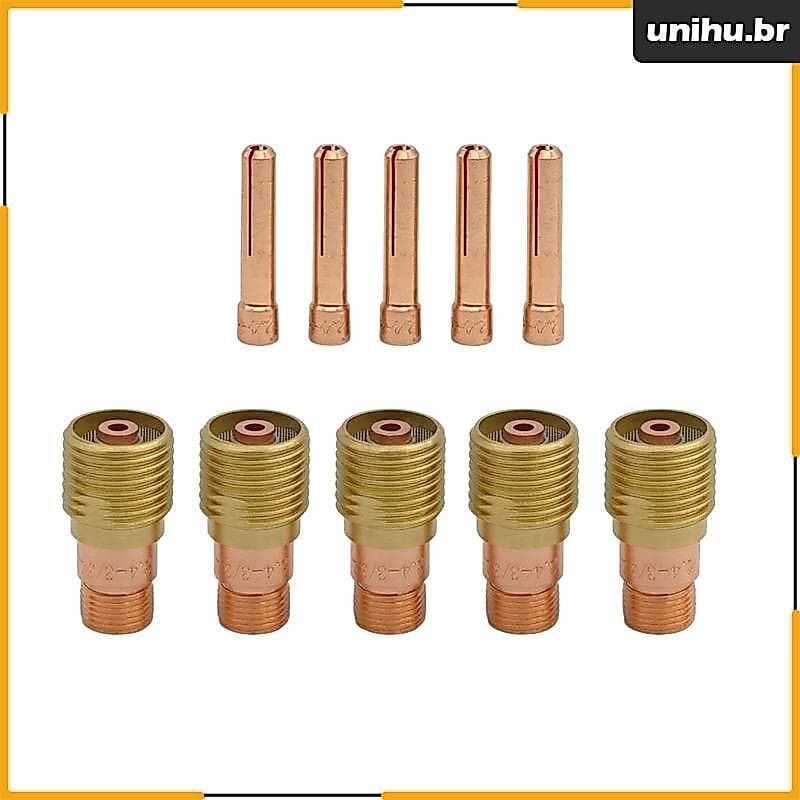 [Unihu] Kit De Consumíveis De Tocha TIG De Cobre De 10 Peças Corpos De Pinça Confiáveis Acessórios De Junção De Metal Ci