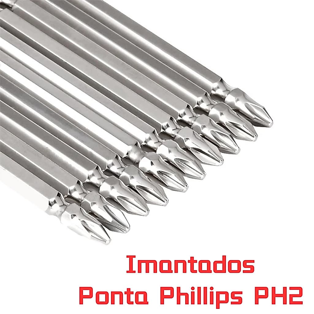 Jogo De Bits 10 Peças Duplo 100 MM Parafusadeira Furadeira